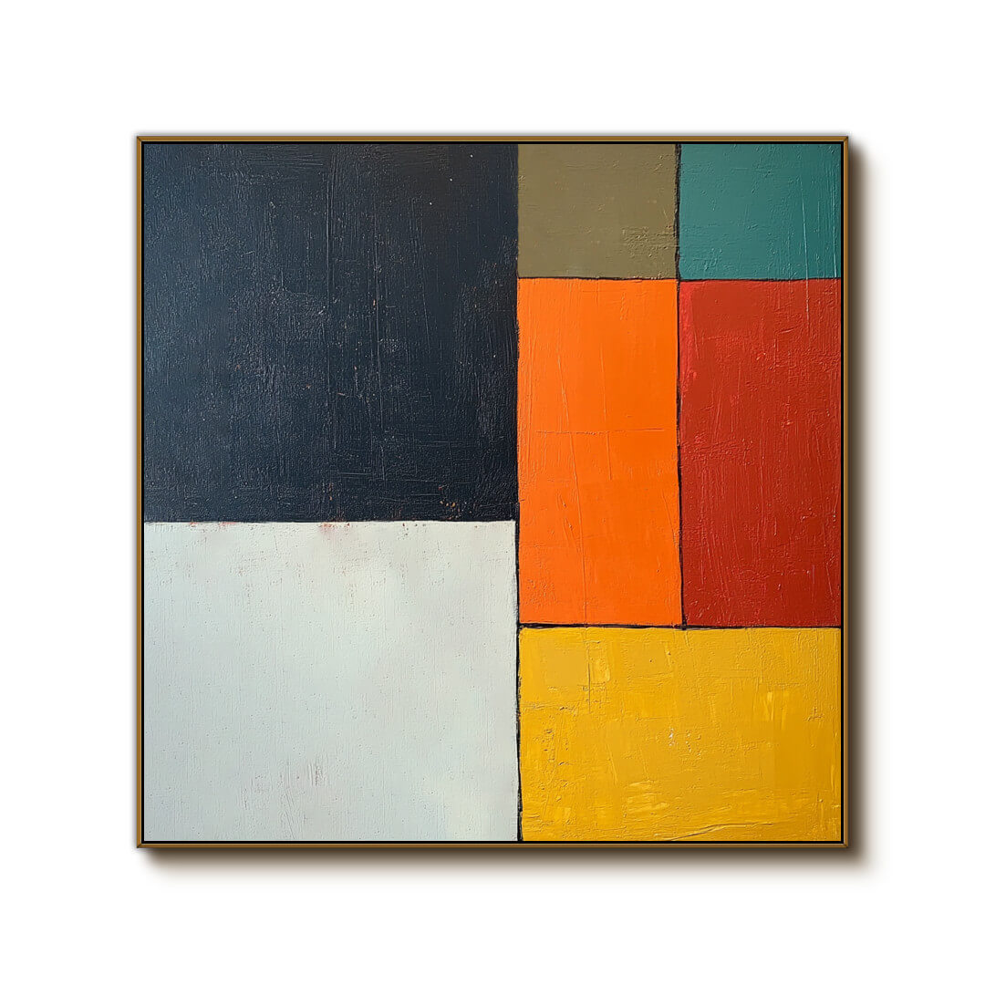 Color Blocks I - Colorful Abstract Art Canvas Painting