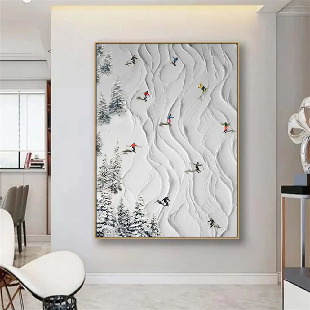 Alpine Diaries - Skiers on Snowy Mountain Canvas Art