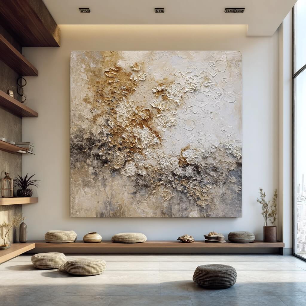 Gilded Erosion - Gold Tones Wabi Sabi Abstract Impasto Wall Art